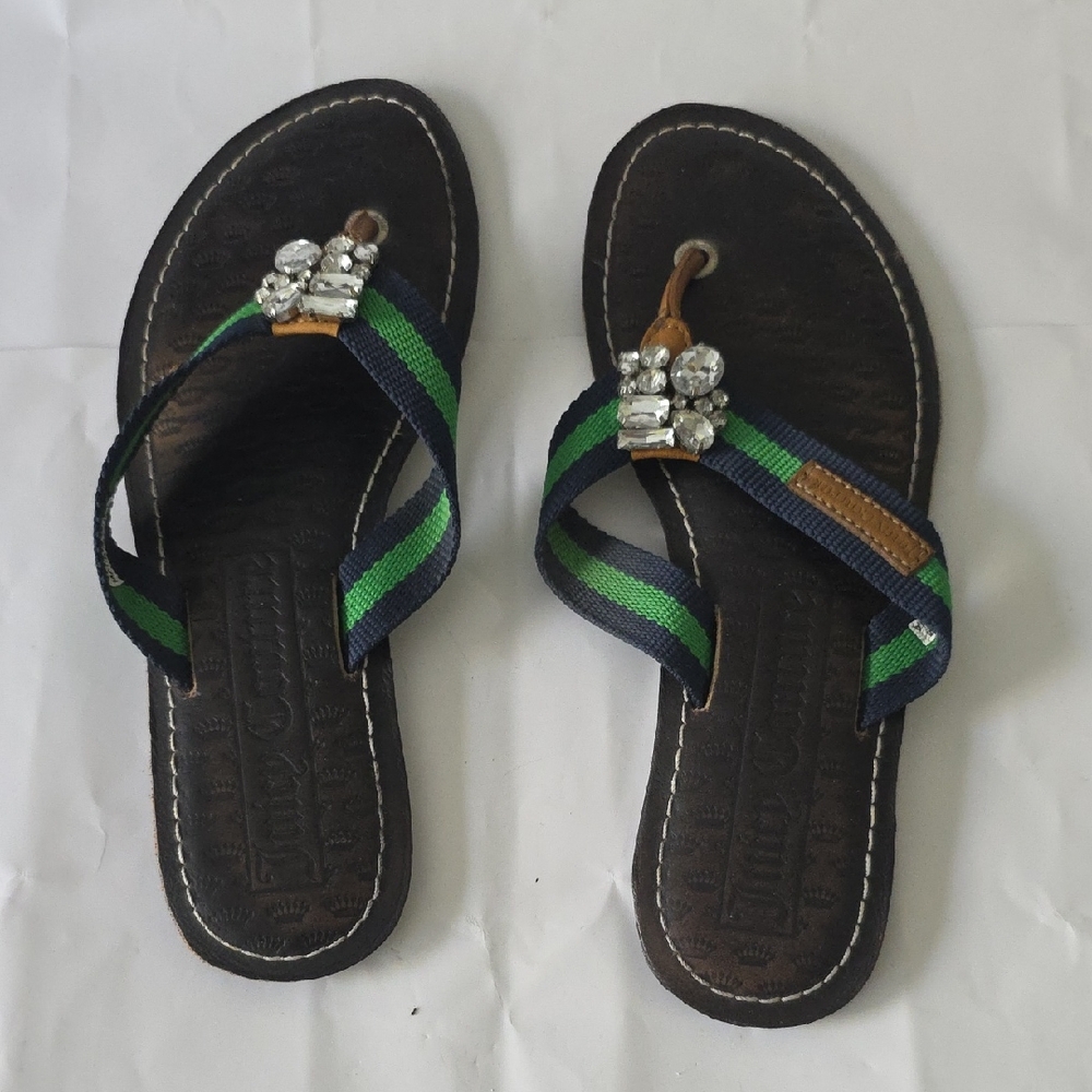 Juicy Couture Black and Green Sandals